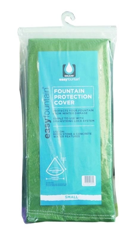 A packaged water feature cover in green