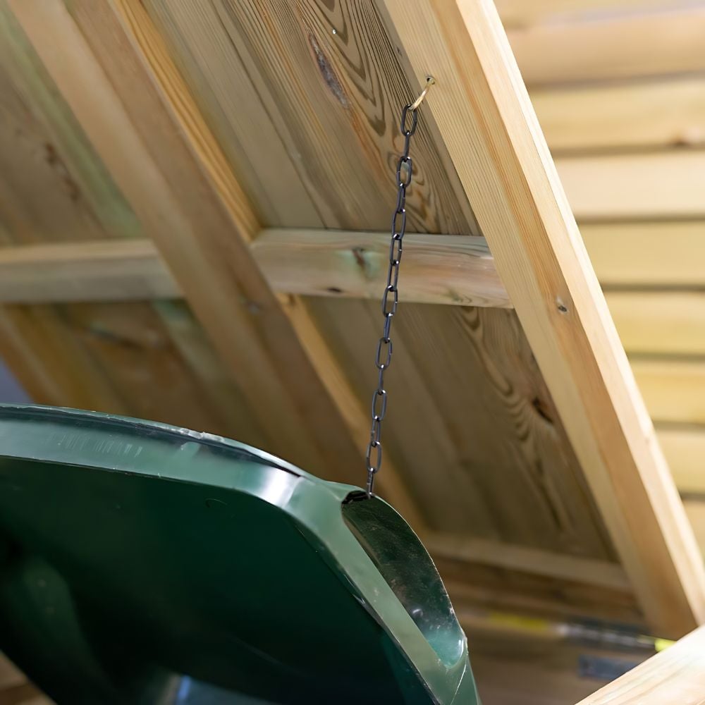 function of lifted lid raising wheelie bin lid by chain