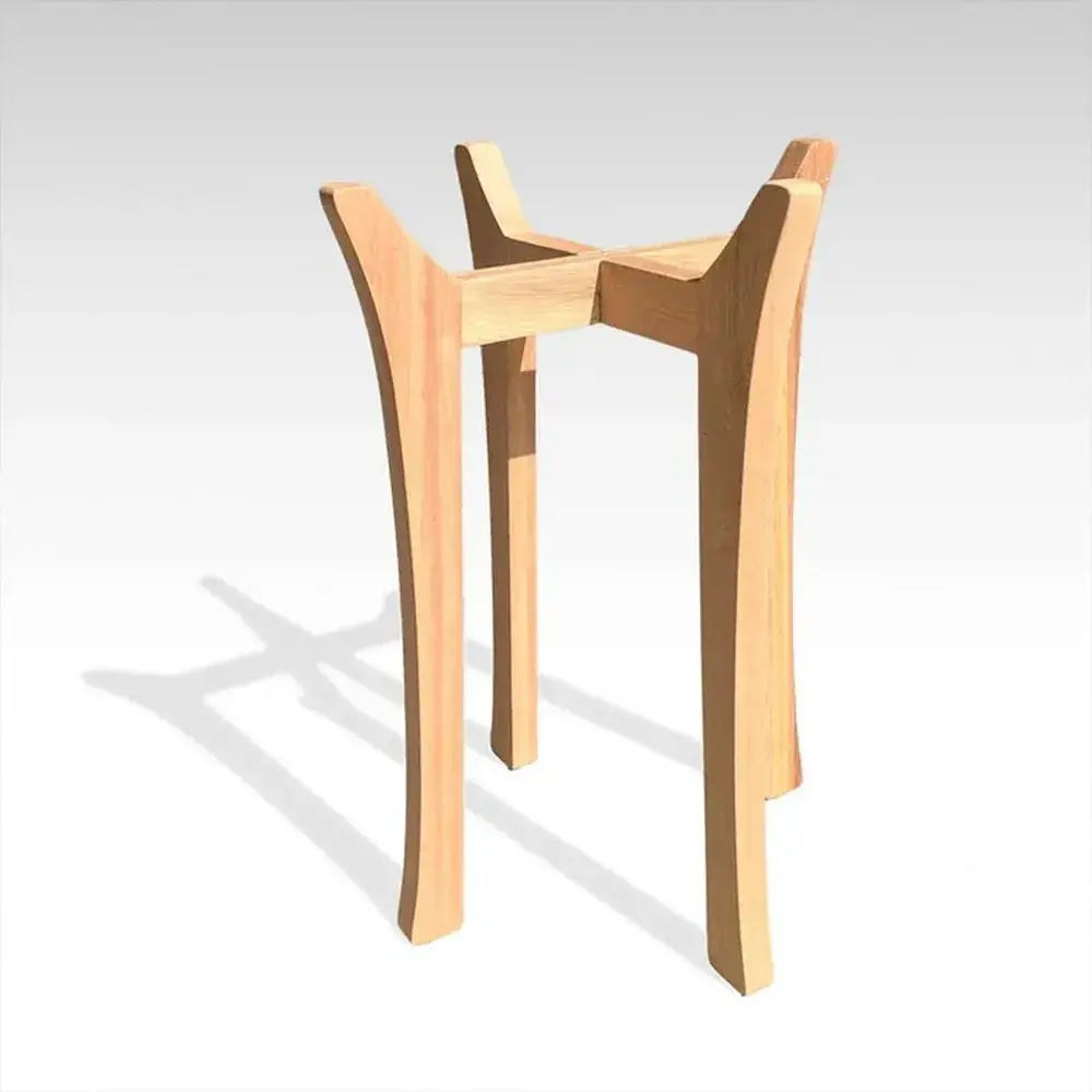 Wooden stool with a modern design on a white background