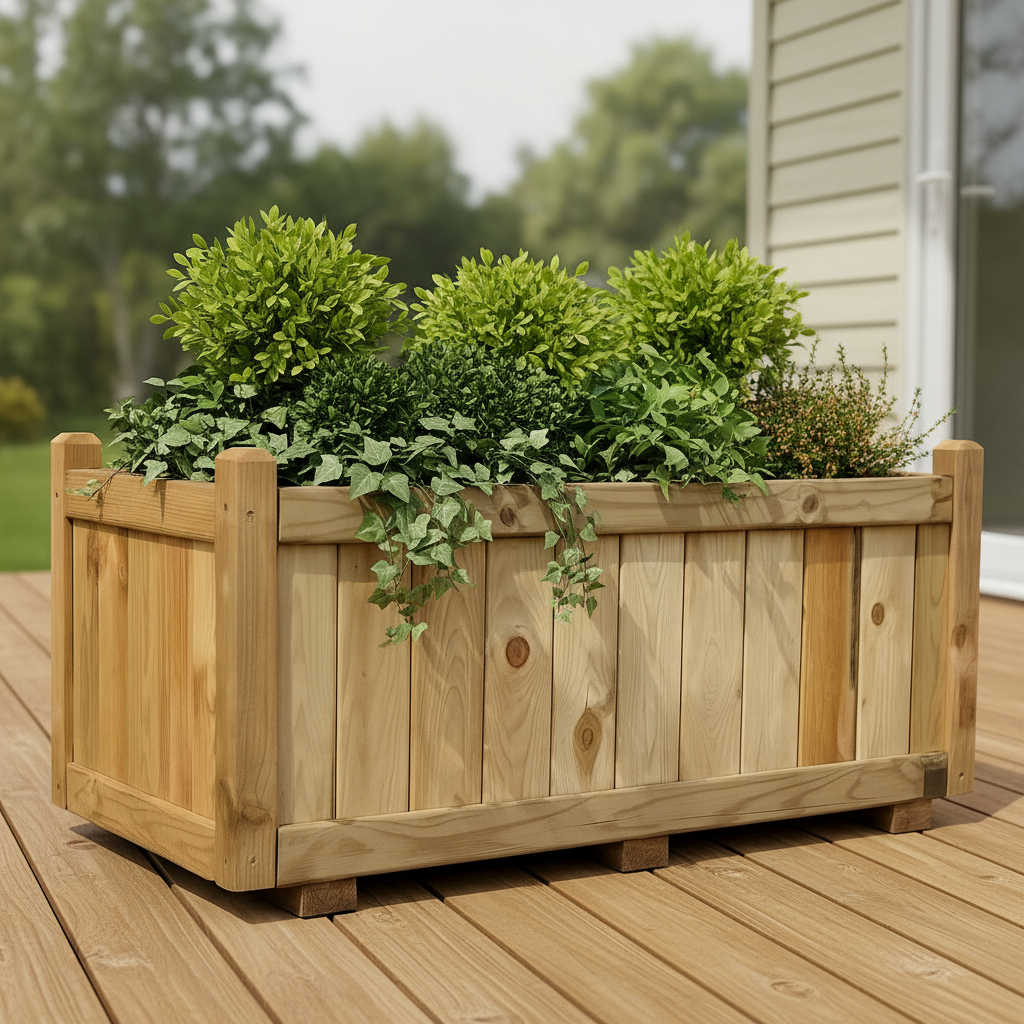 garden planter with shrubs