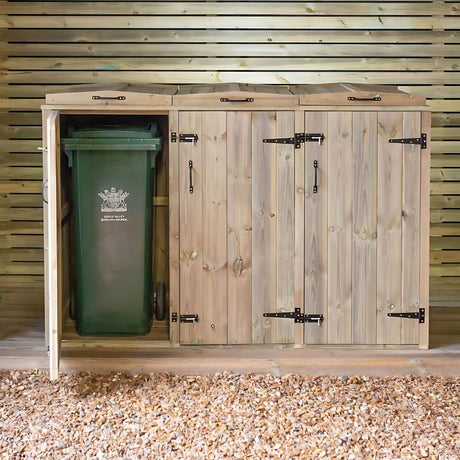 Triple Wheelie Bin Storage box left door open