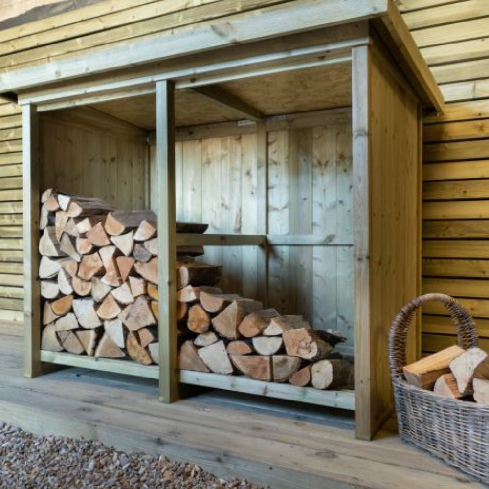 side angle of log shed outside