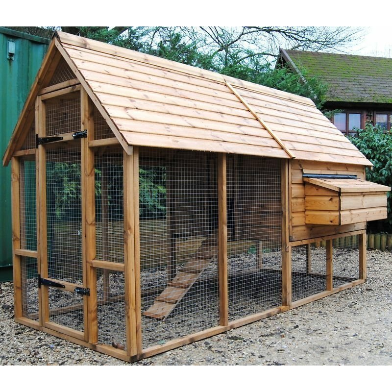 side view woodlands walk in poultry house with large chicken run