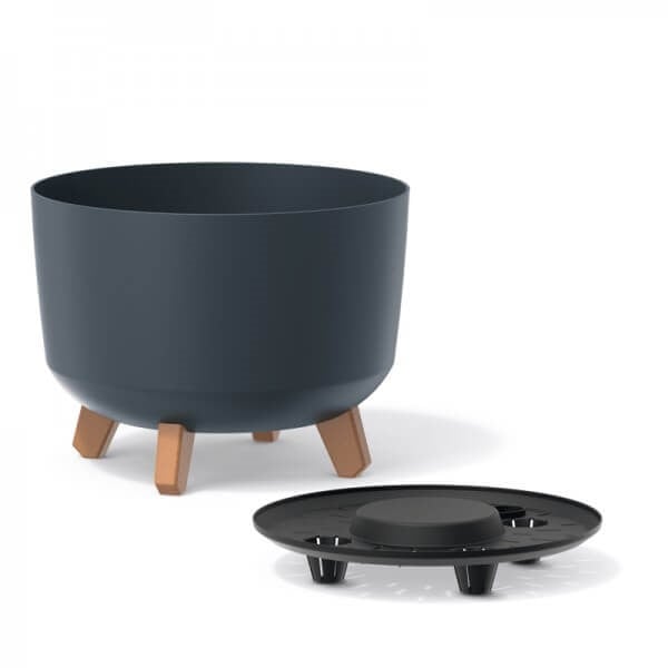 Round Plant Pot black with legs and insert