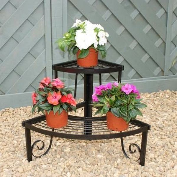 Corner Plant Pot Stand, 2 Shelves