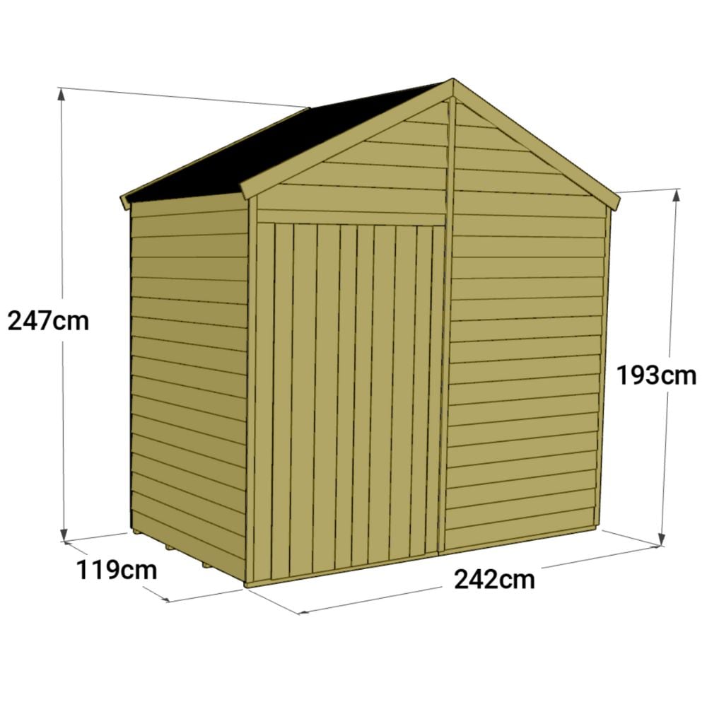 4ft x 8ft wooden garden shed