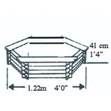 Patio pond dimensions on a white background