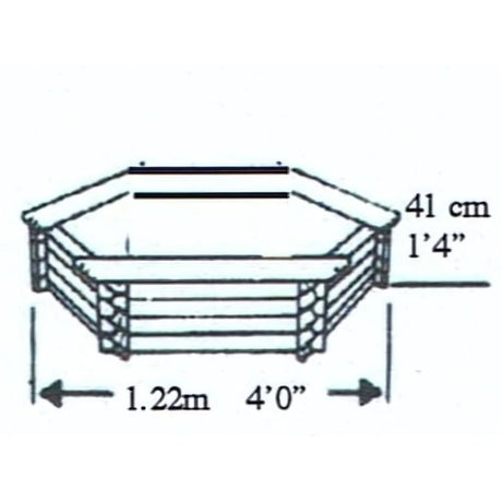 Patio pond dimensions on a white background