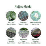 Guide showing a choice of 6 nettings and their holes size