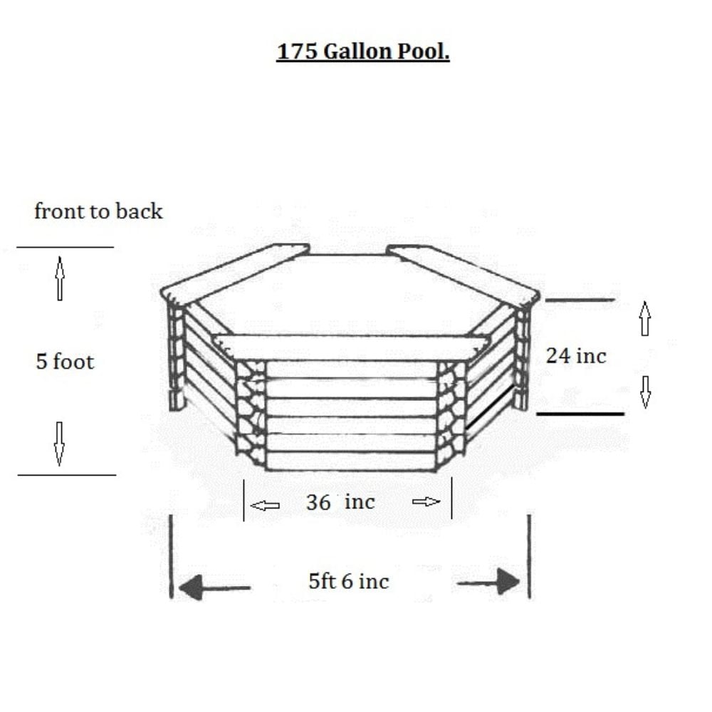 175 gallon pond dimensions on white background