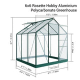 green 6x6 Rosette glasshouse greenhouse traditional glass
