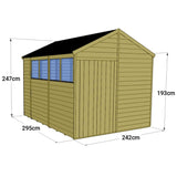 8ft x 10ft garden wooden shed with dimensions