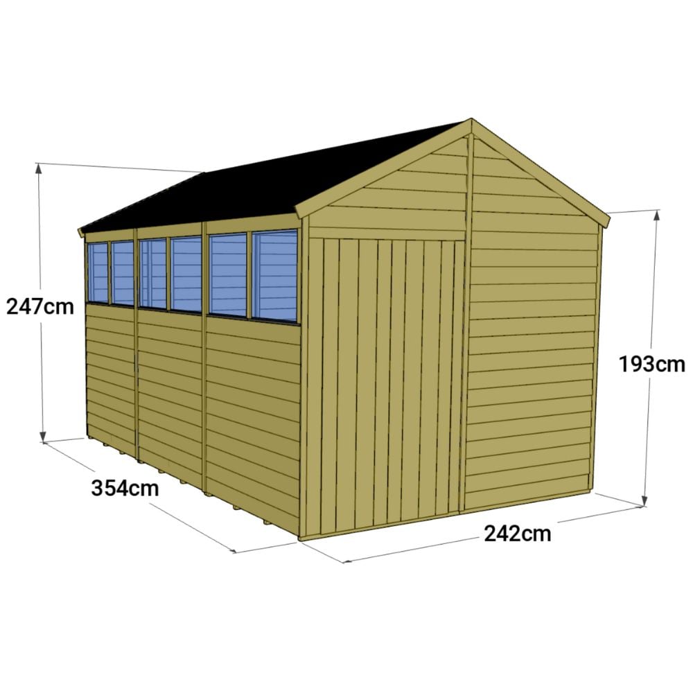 8ft x 12ft garden shed with dimensions