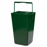 Green kitchen waste compost bin with a handle on a white background