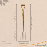 Garden border fork with measurements