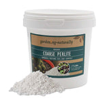 1 litre tub of coarse perlite soil improver with loose perlite shown.