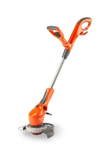 Corded grass strimmer on clear background