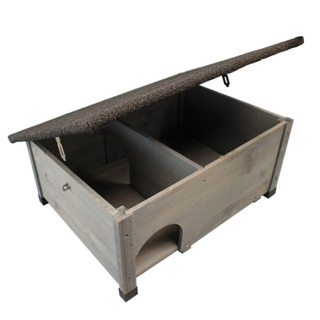 Wooden grey Hedgehog house open roof