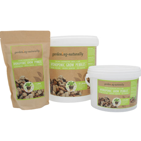 Hydroponic Grow Pebbles including 1 litre , 5 litre, and 2.