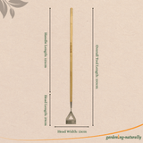Long Handled Garden Hoe dimensions diagram on a light background and gardening naturally logo