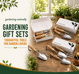 Gardening Naturally gardening gift sets with stainless steel hand tools and wooden handles in gift boxes