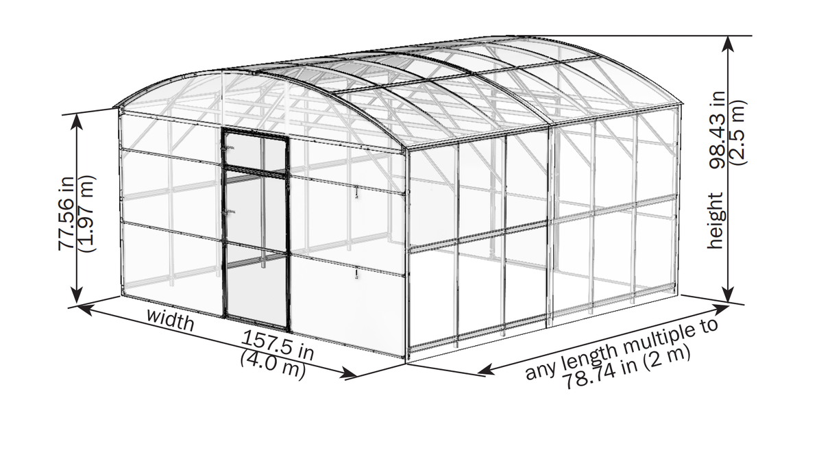 PRIMA-4 Garden Greenhouse – 16 m² (4m x 4m / 13ft x 13ft), 6mm Panels