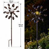 Solar winder spinner with the measurements with light on at night time.  