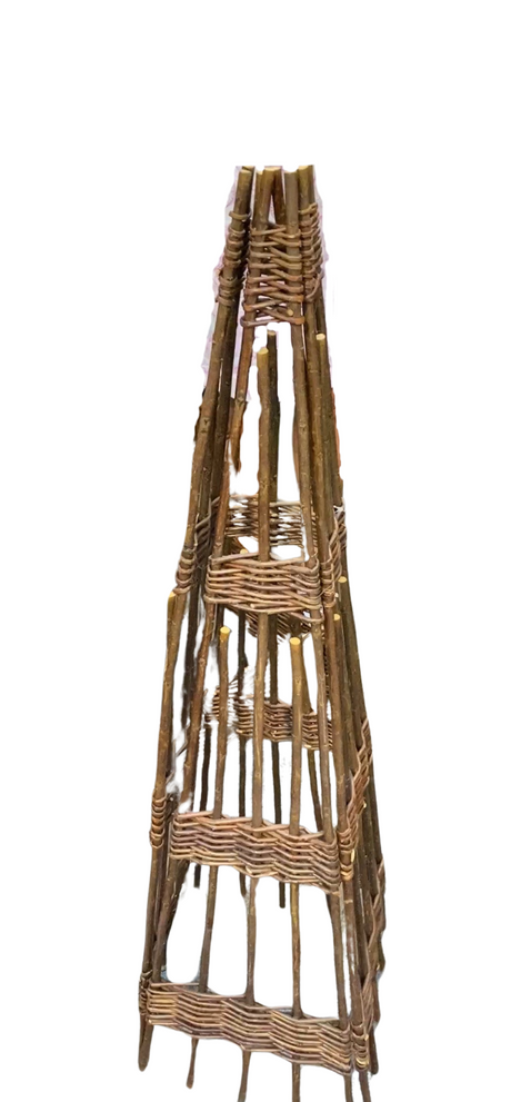 Wicker garden obelisk on a white background