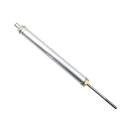 Metallic bayliss power tube with a smaller rod on a white background