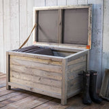 Storage garden box with cushions, lid open 