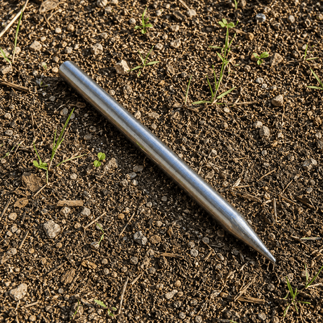 Aluminium pole laying on the ground