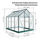 diagram of 6 x 8 greenhouse showing sizes