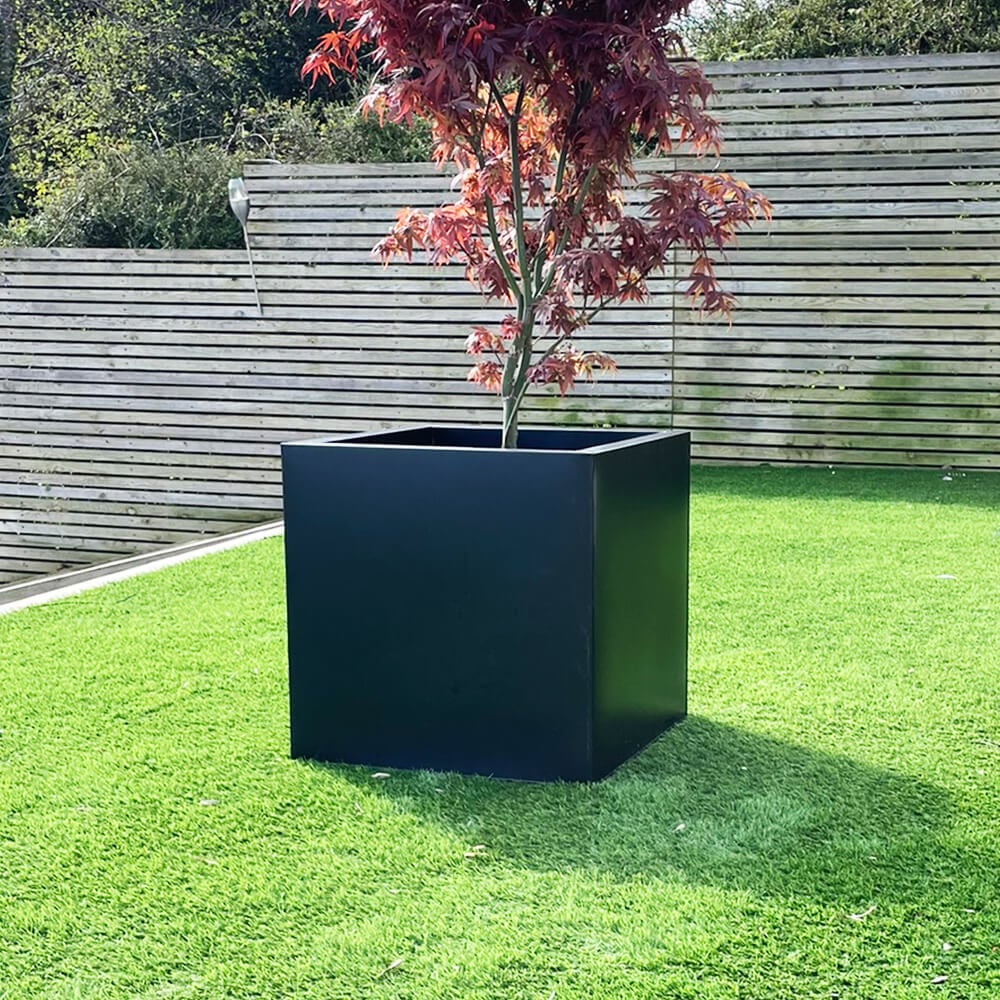 Zinc Planters Cube Black Aluzinc