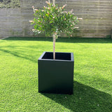 Zinc Planters Cube Black Aluzinc