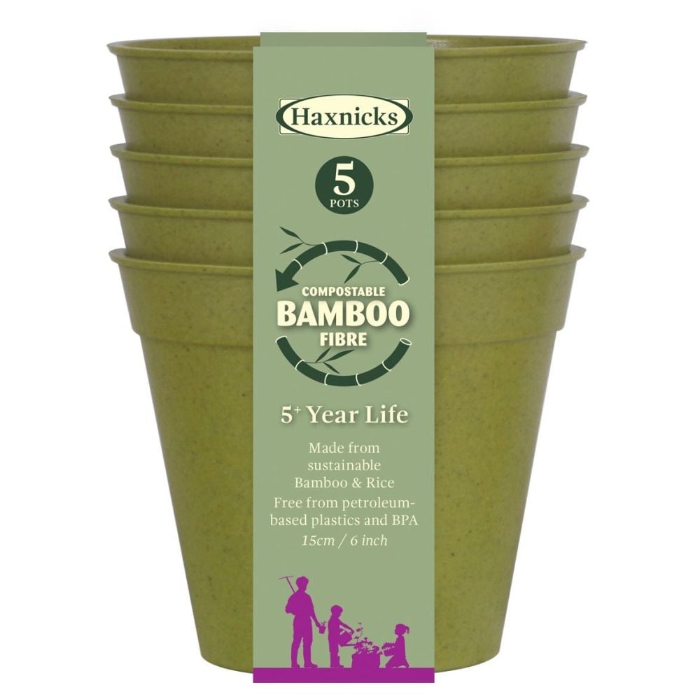 Compostable Bamboo Plant Pots Pk 5