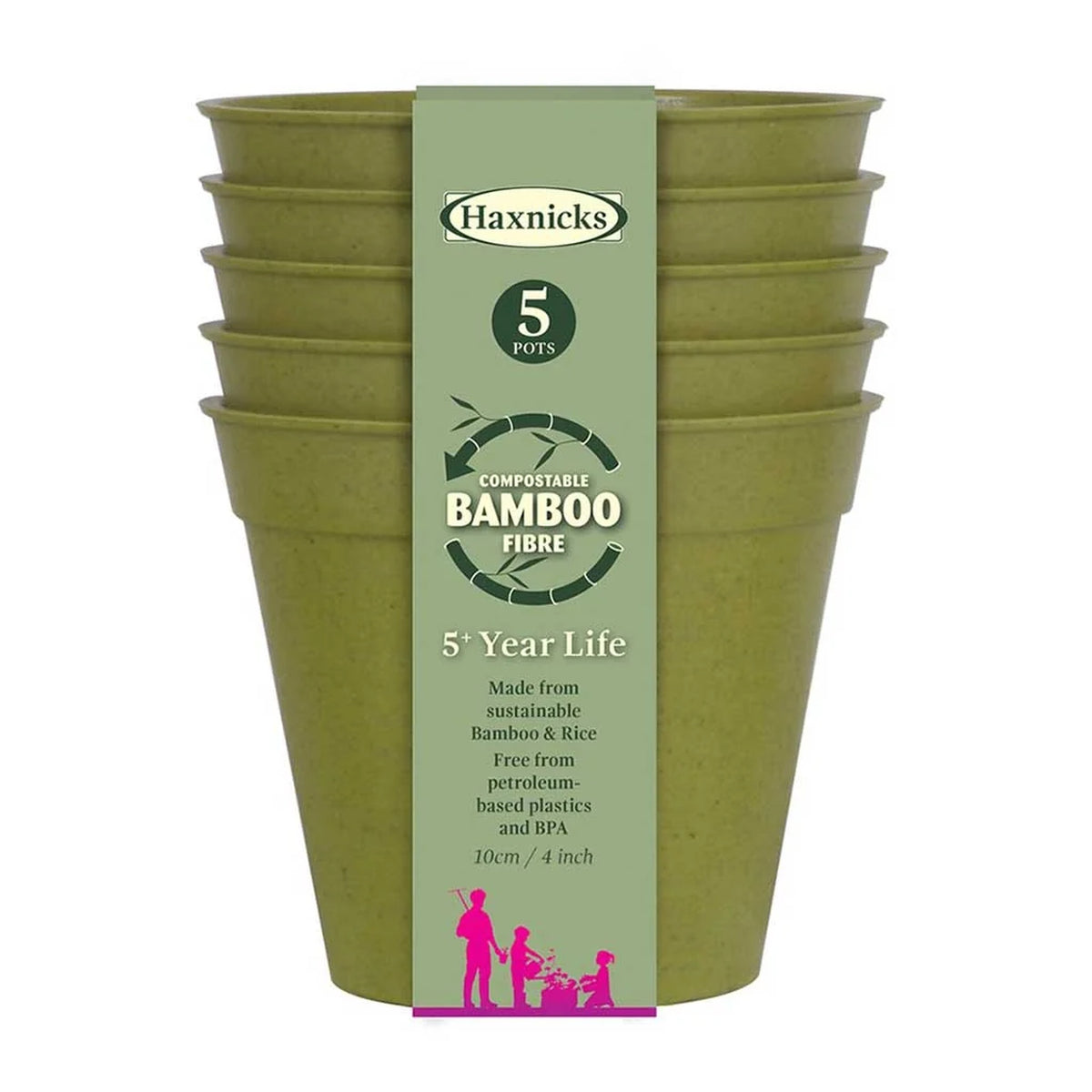 Bamboo Plant Pots Pack Of 5 Recyclable Plant Pots
