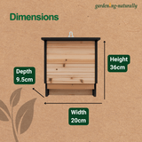 Dimensions diagram of the size of the bat box