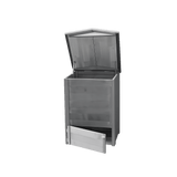 Wooden storage shed with a transparent roof on a white background