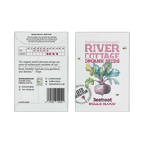 River Cottage Organic Seeds packaging for Beetroot Bull's Blood with branding and product details.