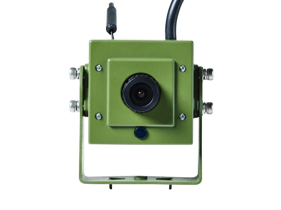 Bird box camera front view green.