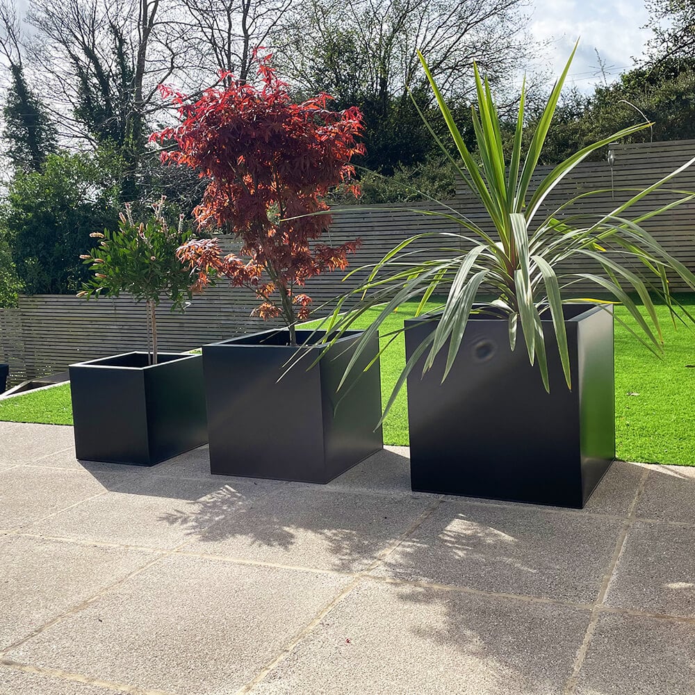 Zinc Planters Cube Black and Bronze Aluzinc