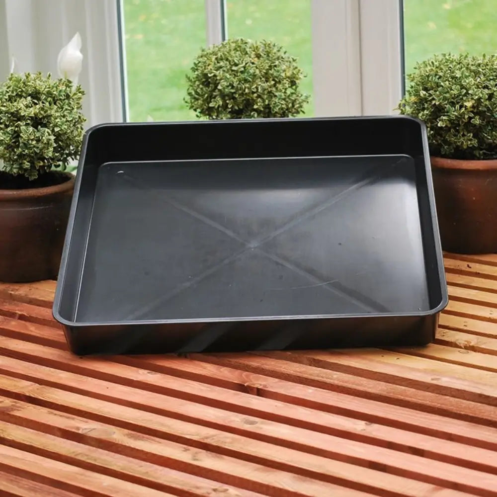 garden black square tray