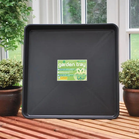 black garden square tray