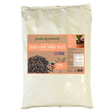 Bag of garden manure pellets with a label on a white background