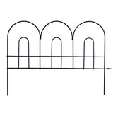 A black, arched garden border edging black metal