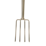 Metal garden fork close up of tines 