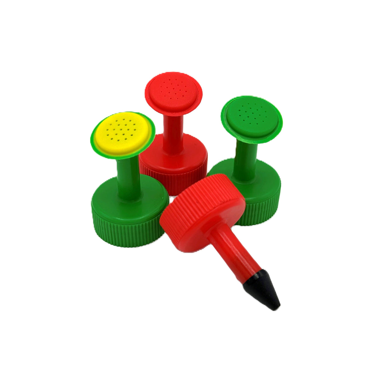 bottle top waterers on plain background