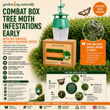 Gardening Naturally box moth treatment system with trap and information on box tree moth infestations.