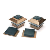 bronze effect cap solar lights for fence posts set of 2 on white background