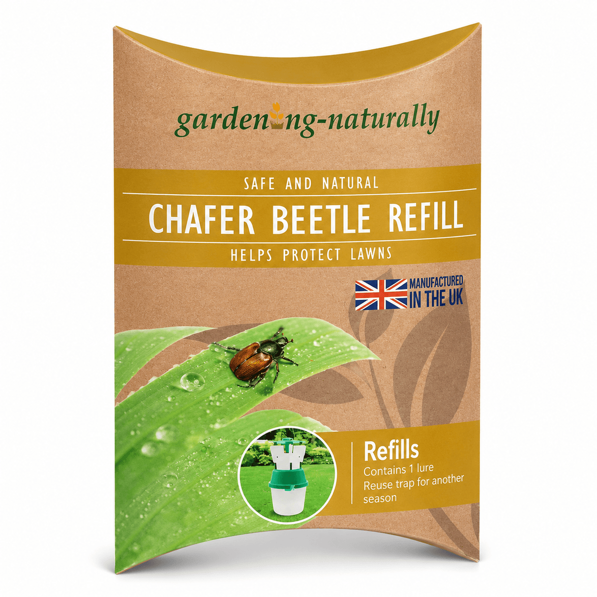 Gardening-Naturally Chafer Beetle Refill packaging on a white background